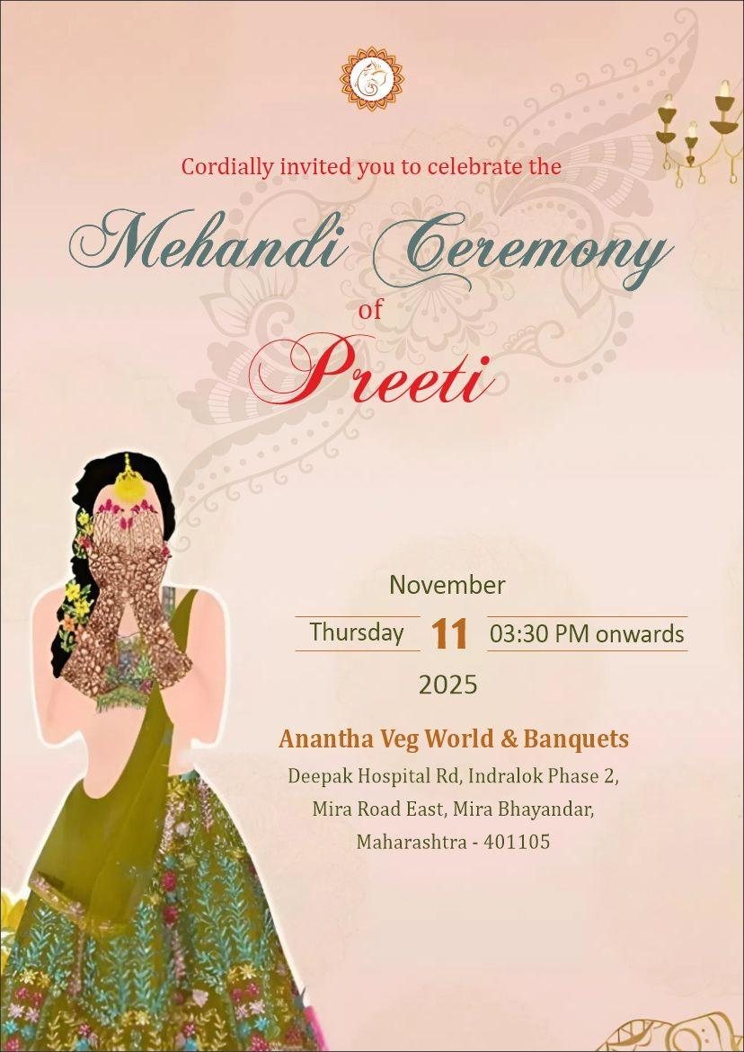 Mehandi ceremony invitation, Invitations