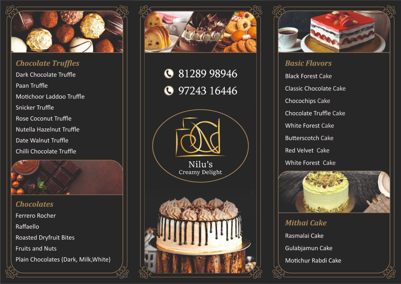 Nilu's Creamy Delight menu, Menus & Brochures